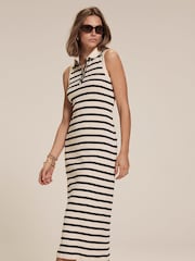 Mint Velvet Cream Striped Jersey 100% Cotton Midi Dress - Image 6 of 8