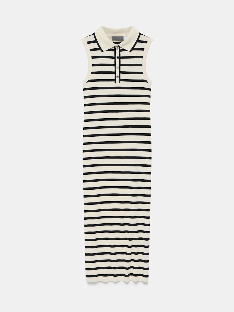 Mint Velvet Cream Striped Jersey 100% Cotton Midi Dress - Image 7 of 8