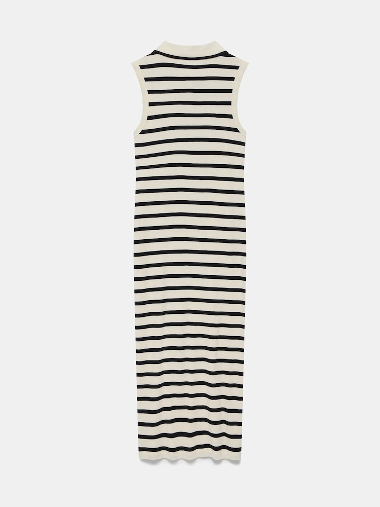 Mint Velvet Cream Striped Jersey 100% Cotton Midi Dress - Image 8 of 8