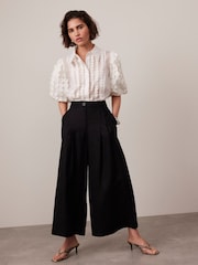 Mint Velvet Black Linen Cropped Trousers - Image 1 of 8