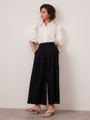 Mint Velvet Black Linen Cropped Trousers - Image 2 of 8