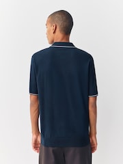 Mornarsko modra - Regular Fit Cotton Rich Short Sleeve Tipped Knit Polo Shirt - Slika 2 iz 7