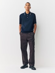 Mornarsko modra - Regular Fit Cotton Rich Short Sleeve Tipped Knit Polo Shirt - Slika 4 iz 7