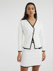 River Island White Tipped Asymmetric Jacket - Image 1 of 4