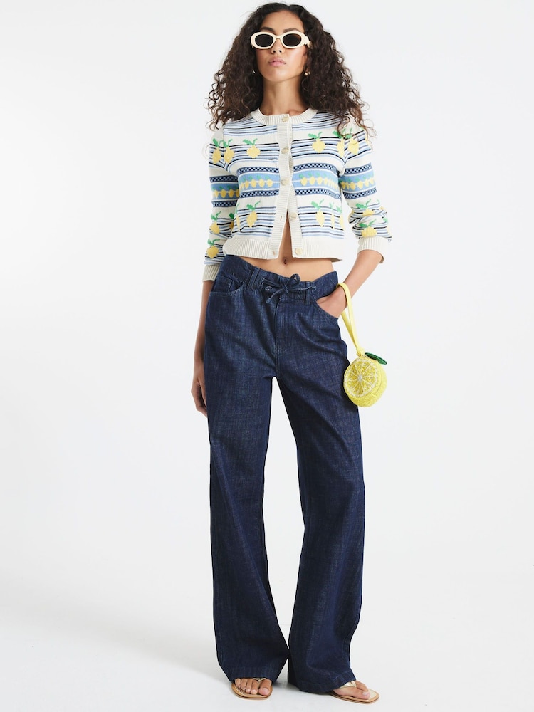 River Island Blue Lemon Striped Cardigan - Image 1 of 2