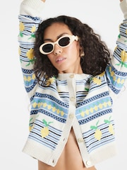 River Island Blue Lemon Striped Cardigan - Image 2 of 2