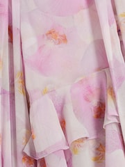 River Island Purple Sheer Floral Ruffle Blouse - Image 5 of 6