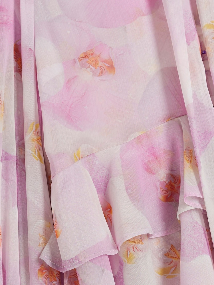 River Island Purple Sheer Floral Ruffle Blouse - Image 5 of 6