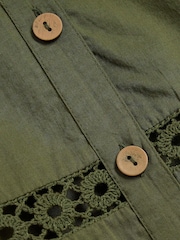 River Island Khaki Lace Insert 100% Cotton Shirt - Image 6 of 6