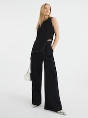 River Island Black High Waisted Wide Leg Trousers - Image 1 of 5