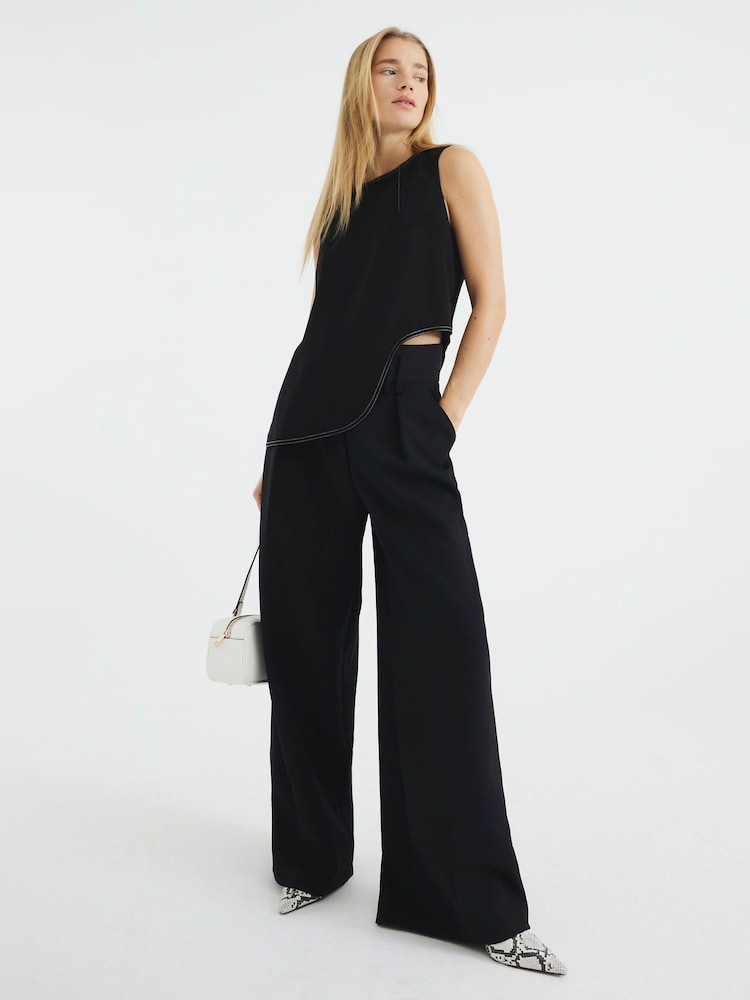 River Island Black High Waisted Wide Leg Trousers - Image 1 of 5