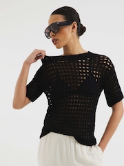 Negro - Camiseta de croché de River Island - Imagen 1 de 4