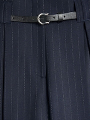 River Island Blue Navy Pinstripe Belted Wide Leg Trousers - Image 5 of 5