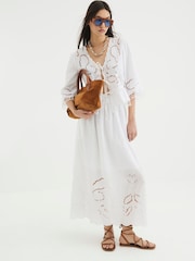 River Island White Broderie Cutwork 100% Cotton Maxi Skirt - Image 1 of 4