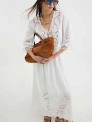 River Island White Broderie Cutwork 100% Cotton Maxi Skirt - Image 4 of 4