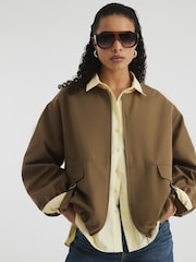 River Island Brown Utility Collarless Bomber Jacket - Image 2 of 6