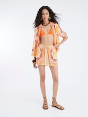River Island Orange Scarf Print Shorts - Image 2 of 4