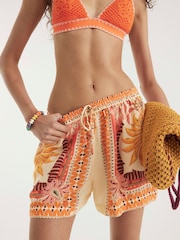 River Island Orange Scarf Print Shorts - Image 4 of 4