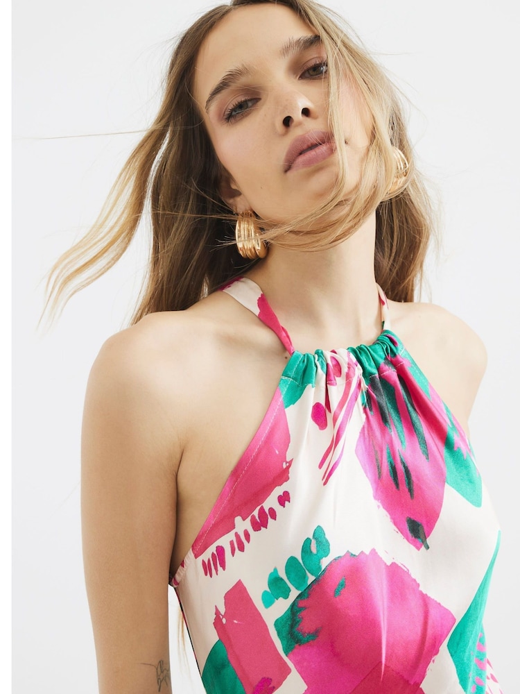 River Island Pink Halter Neck Midi Dress - Image 4 of 4 River Island Pink Halter Neck Midi Dress - Image 4 of 4
