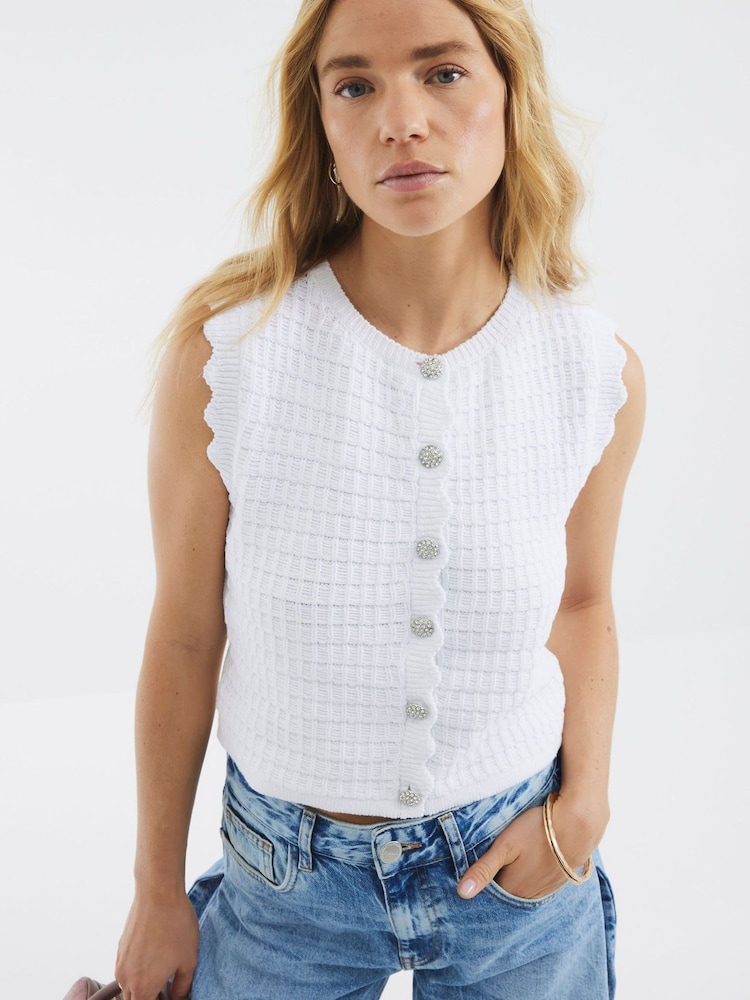 River Island Textured Knit Waistcoat - Imagen 1 de 4
