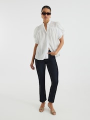 River Island White Short Sleeve Stripe Pleated Blouse - Image 2 of 6