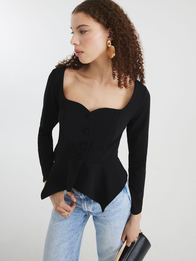 Bluze River Island cu peplum și decolteu în formă de inimă - Image 3 of 4