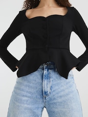 River Island Black Peplum Sweetheart Blouses - Image 4 of 4