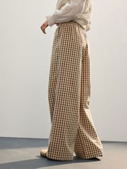 Schokolade/Ecru kariert - Cotton Rich Wide Leg Pull On Trousers - Bild 3 von 5