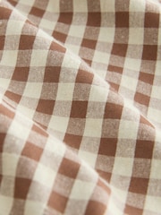 Chocolate/Ecru Gingham Cotton Rich Wide Leg Pull On Trousers - Image 7 of 8