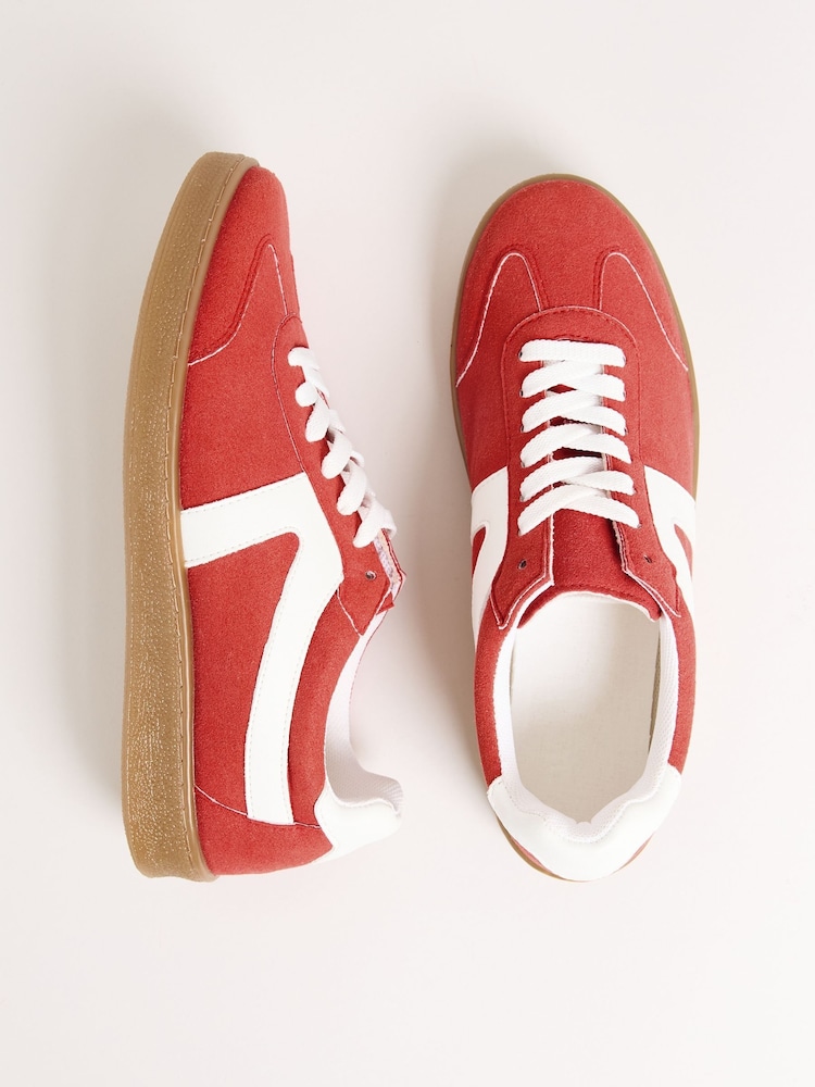 Friends Like These Red Lace Up Retro Gumsole Sports Trainers - Image 1 of 4