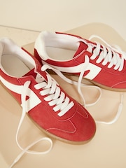 Friends Like These Red Lace Up Retro Gumsole Sports Trainers - Image 2 of 4