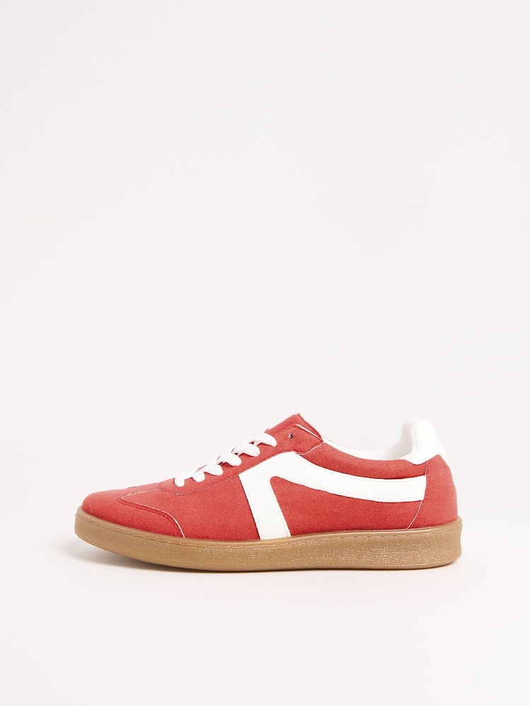 Friends Like These Red Lace Up Retro Gumsole Sports Trainers - Image 2 of 4