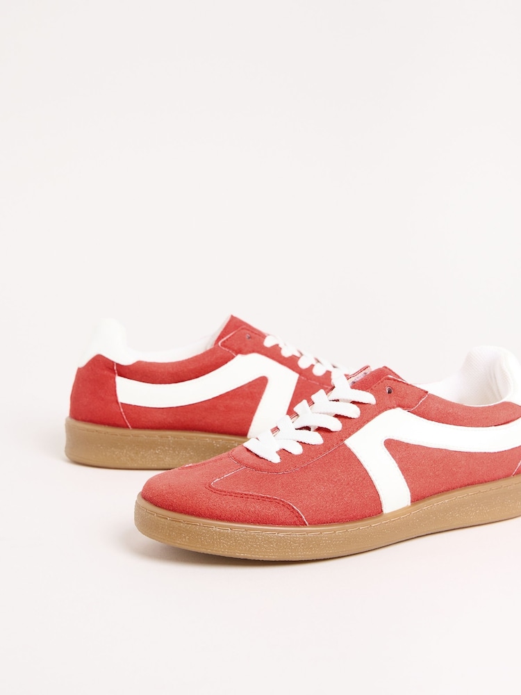 Friends Like These Red Lace Up Retro Gumsole Sports Trainers - Image 5 of 5