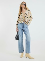 River Island Yellow Floral Print Tie Front Top - Image 3 of 6