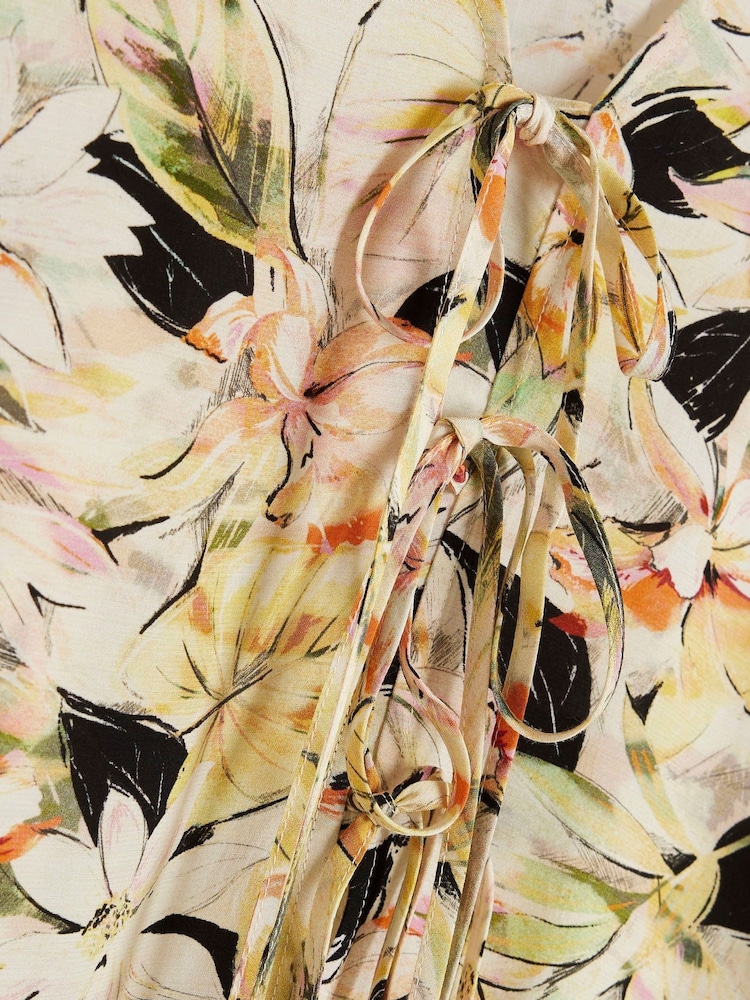 River Island Yellow Floral Print Tie Front Top - Image 6 of 6 River Island Yellow Floral Print Tie Front Top - Image 6 of 6