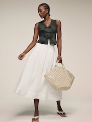 Mint Velvet White Drop Waist Maxi Skirt - Image 1 of 8