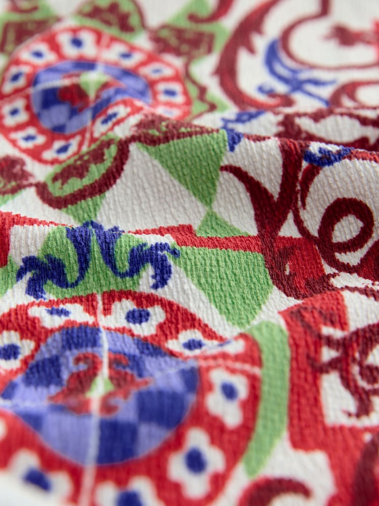Multi Tile Print Flutter Sleeve Textured Smart Top - Image 8 of 8 Multi Tile Print Flutter Sleeve Textured Smart Top - Image 8 of 8