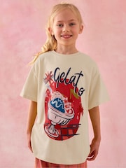 Ecru White Gelato Oversized Graphic Print T-Shirt (3-16yrs) - Image 1 of 4