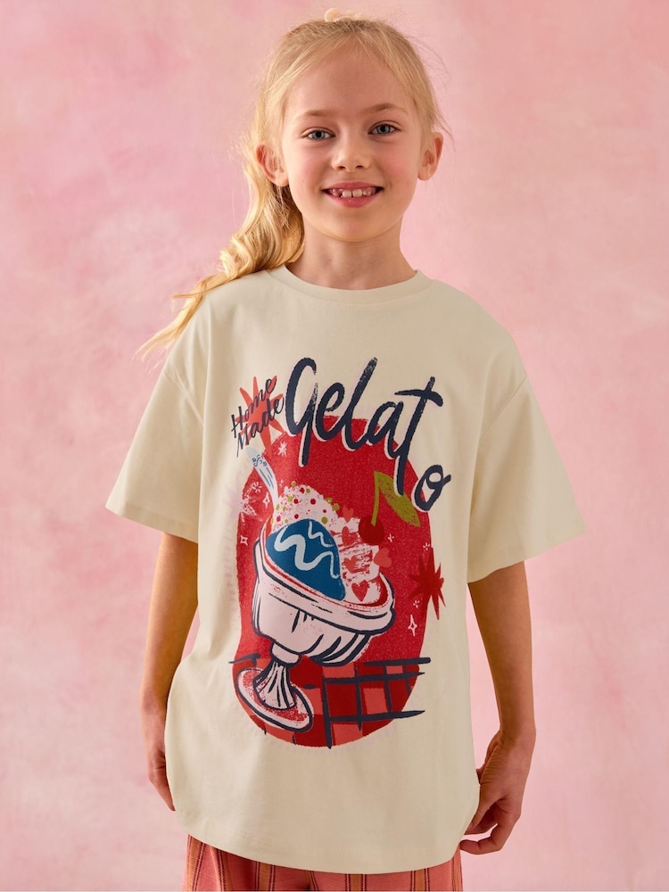 Ecru White Gelato Oversized Graphic Print T-Shirt (3-16yrs) - Image 1 of 4