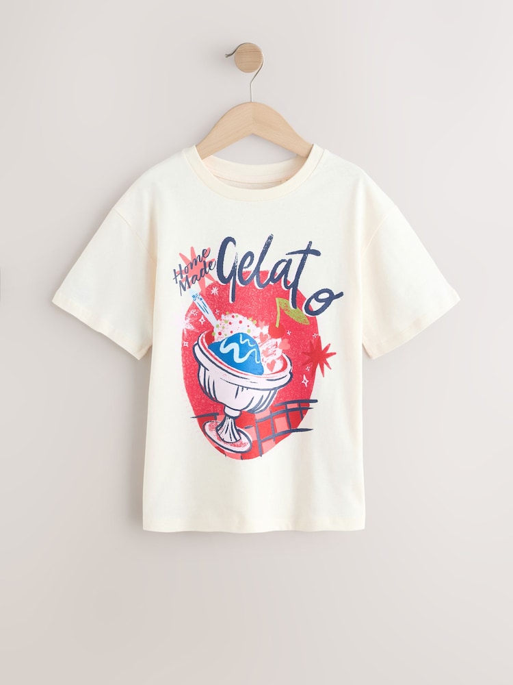 Ecru White Gelato Oversized Graphic Print T-Shirt (3-16yrs) - Image 2 of 4