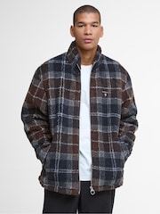 Barbour® Blue Tartan Zip Through Fleece - Image 1 of 8