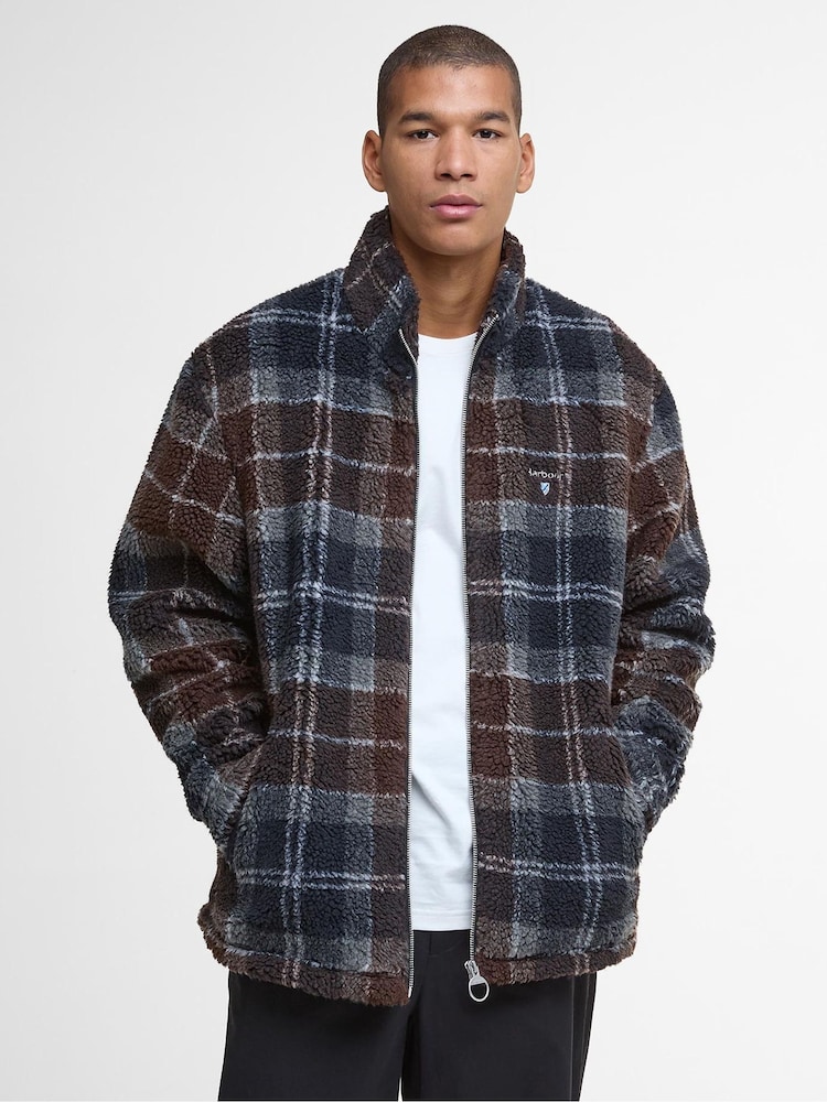 Barbour® Blue Tartan Zip Through Fleece - Image 1 of 8