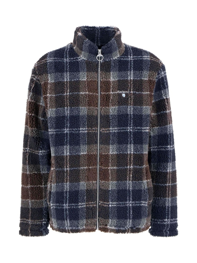 Barbour® Blue Tartan Zip Through Fleece - Image 8 of 8