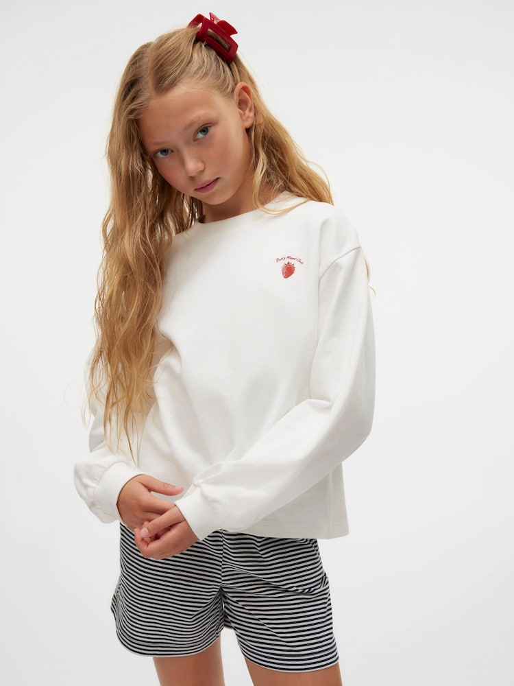 VERO MODA White Strawberry Graphic Back Print Cotton Sweat Top - Image 2 of 2