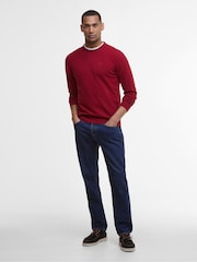 Barbour® Biking Red Lambswool Crew Neck Jumper - Image 4 of 7