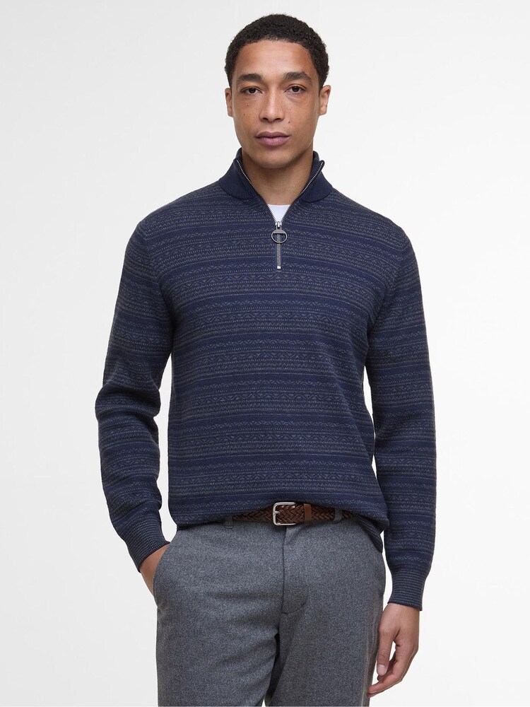 Barbour® Blue Dartfield Half Zip Knitted Jumper - Image 1 of 7