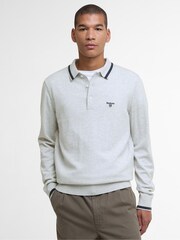 Barbour® Grey Rocton Knitted Polo Shirt - Image 1 of 7