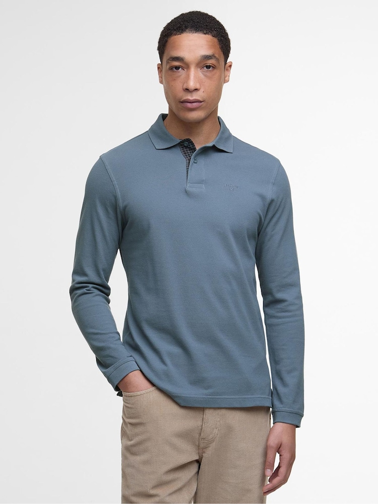 Barbour® Blue Stone Essential Long Sleeve Sports Polo Shirt - Image 1 of 6 Barbour® Blue Stone Essential Long Sleeve Sports Polo Shirt - Image 1 of 6