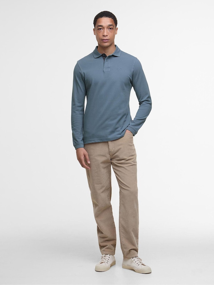 Barbour® Blue Stone Essential Long Sleeve Sports Polo Shirt - Image 2 of 6 Barbour® Blue Stone Essential Long Sleeve Sports Polo Shirt - Image 2 of 6