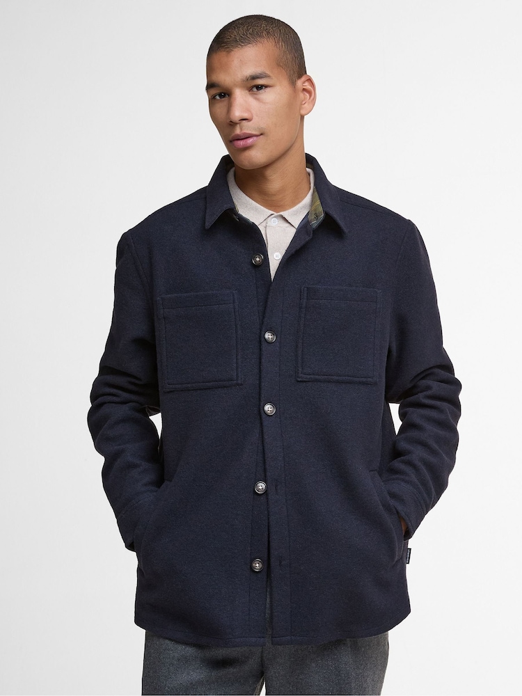 Barbour® Blue Marlow Tailored Wool Blend Overshirt - Image 1 of 7